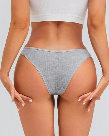 Set of 8 Cotton Striped Low-Rise Stretchy Panties for Women