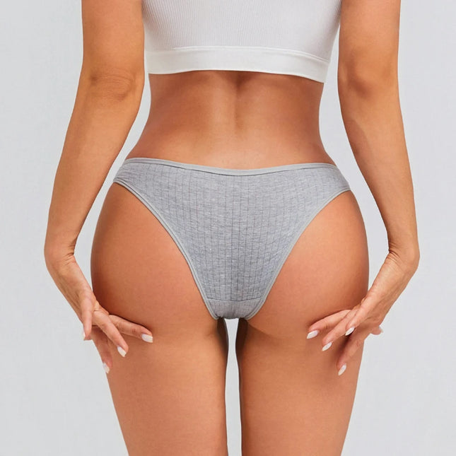Set of 8 Cotton Striped Low-Rise Stretchy Panties for Women