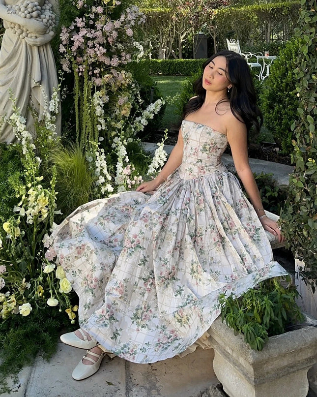 Elegant Women's Midi Dress with Floral Print