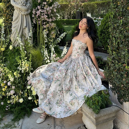Elegant Women's Midi Dress with Floral Print