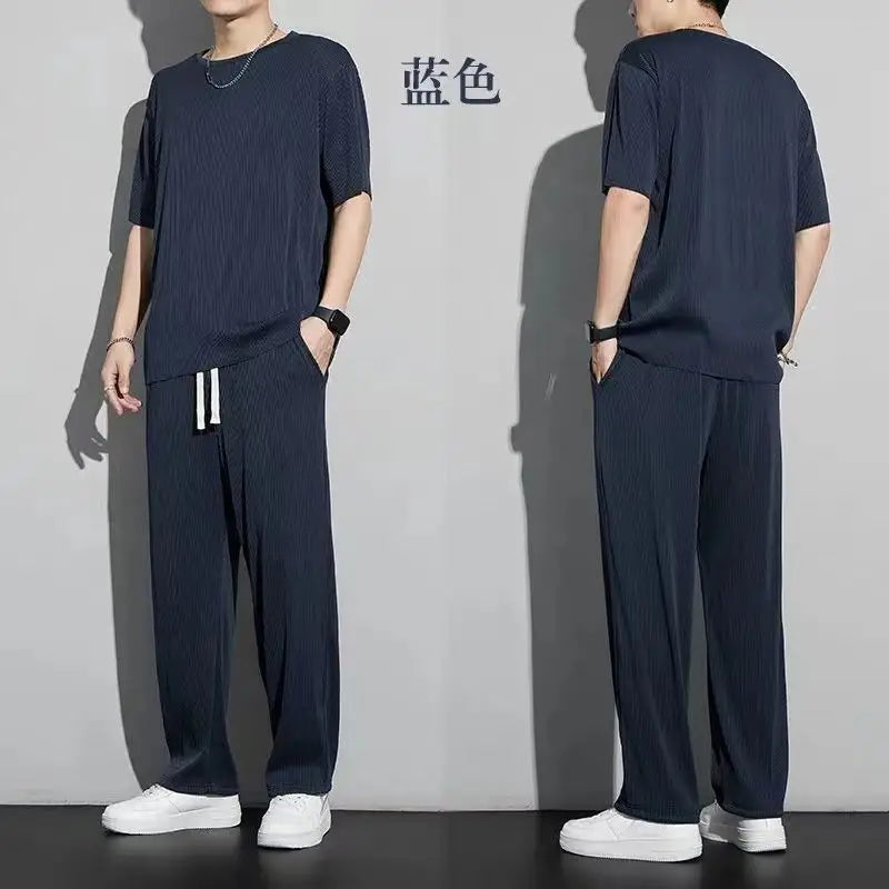 Men's Two-Piece Thin Casual T-Shirt & Drawstring Sweatpants Set