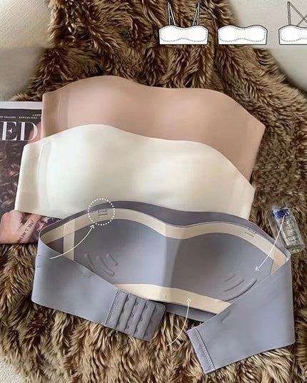 Seamless Strapless Tube Top Bra for Women – Thin Non-Slip Push-Up Design
