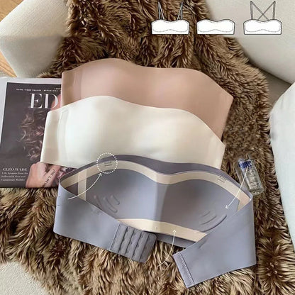 Seamless Strapless Tube Top Bra for Women – Thin Non-Slip Push-Up Design