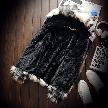 Men's Premium Thick Faux Fur Hooded Jacket