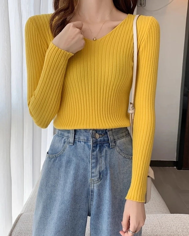 Women's V-Neck Slim Fit Sweater
