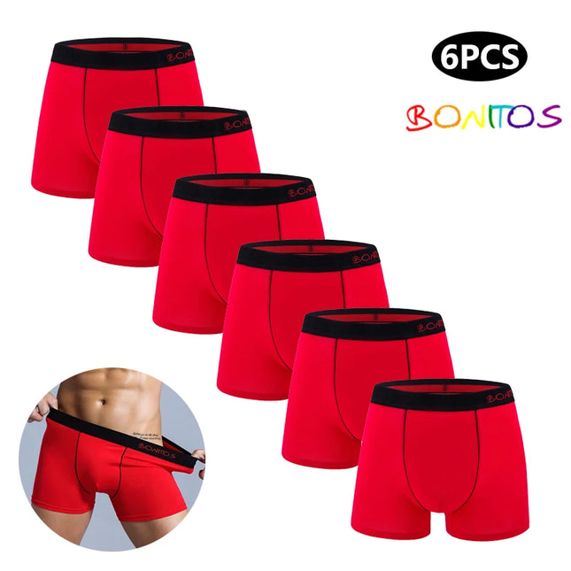 6 Pack Men's Cotton Boxer Briefs – Comfortable Men's Underwear, Breathable Boxers for Men