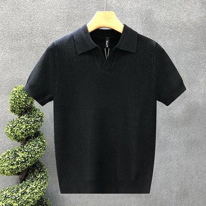Men's Korean Style Slim Fit Polo Shirt – Thin Knit T-Shirt for Men