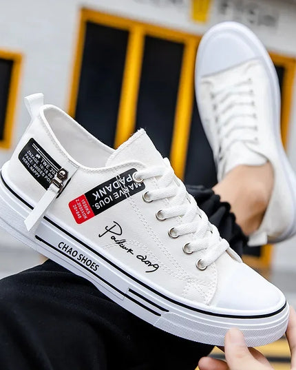 Men's Graffiti-Print Canvas Lace-Up Sneakers