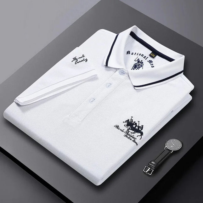 Men's Luxury Short Sleeve Embroidered Polo T- Shirt