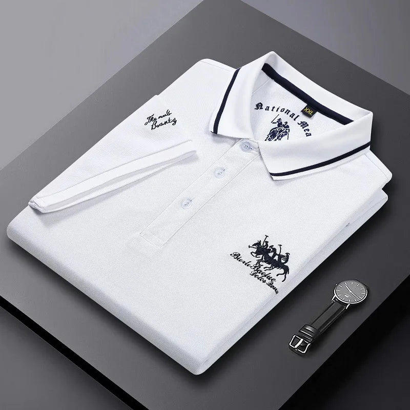 Men's Luxury Short Sleeve Embroidered Polo T- Shirt