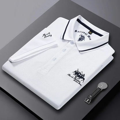Men's Luxury Short Sleeve Embroidered Polo T- Shirt
