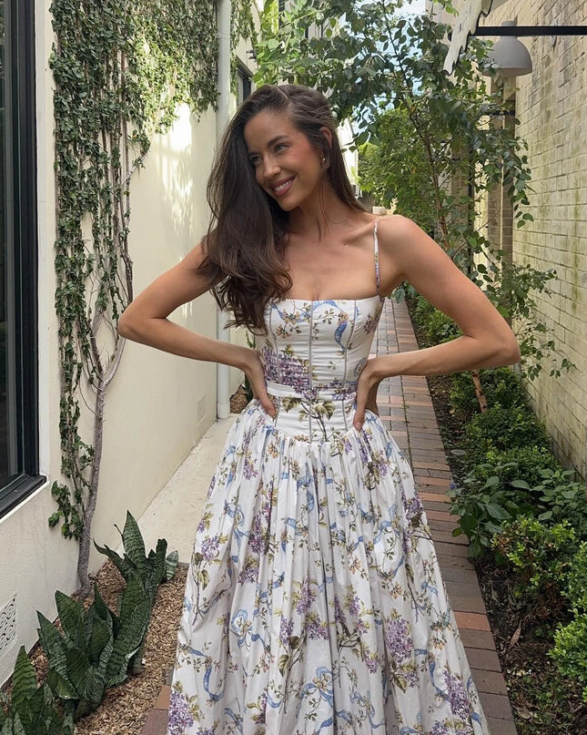 Elegant Women's Midi Dress with Floral Print