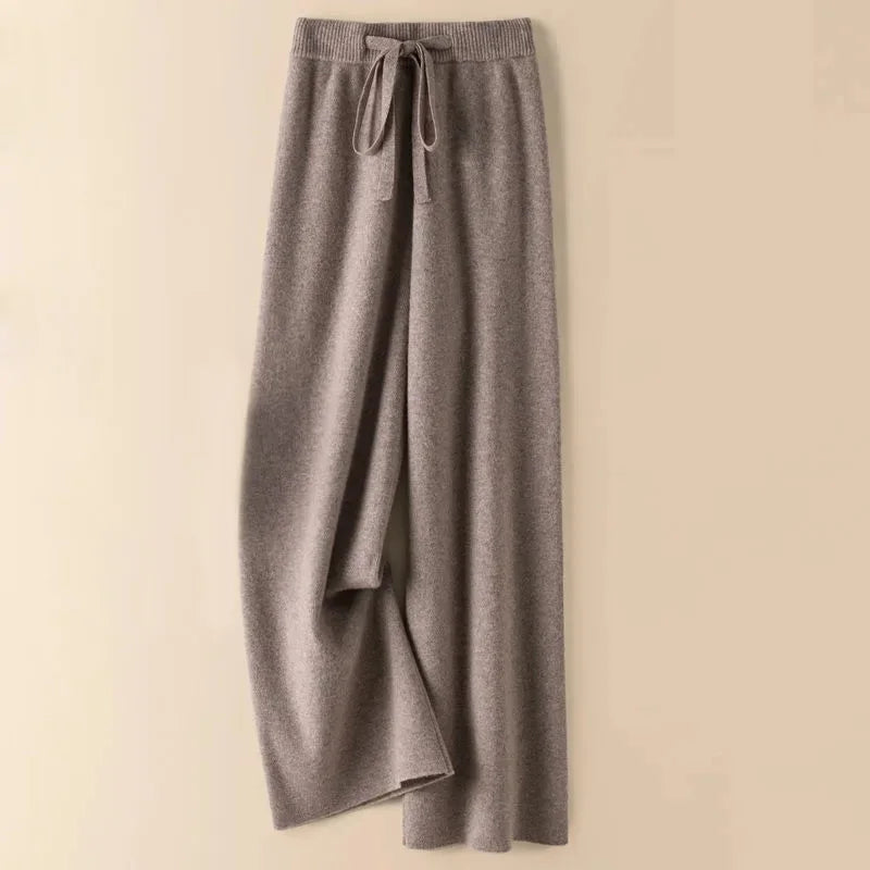 Women's High Waist Thick Knitted Soft Elastic Straight Sweatpants
