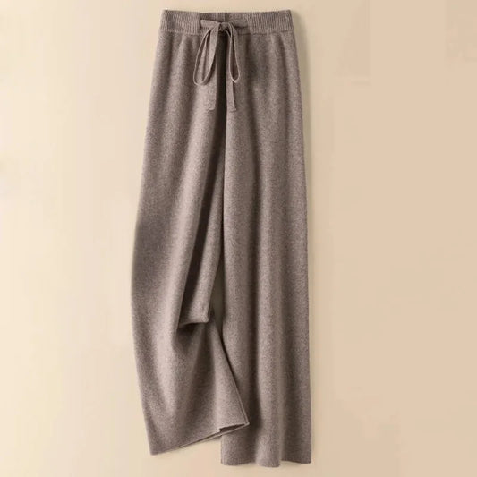 Women's High Waist Thick Knitted Soft Elastic Straight Sweatpants