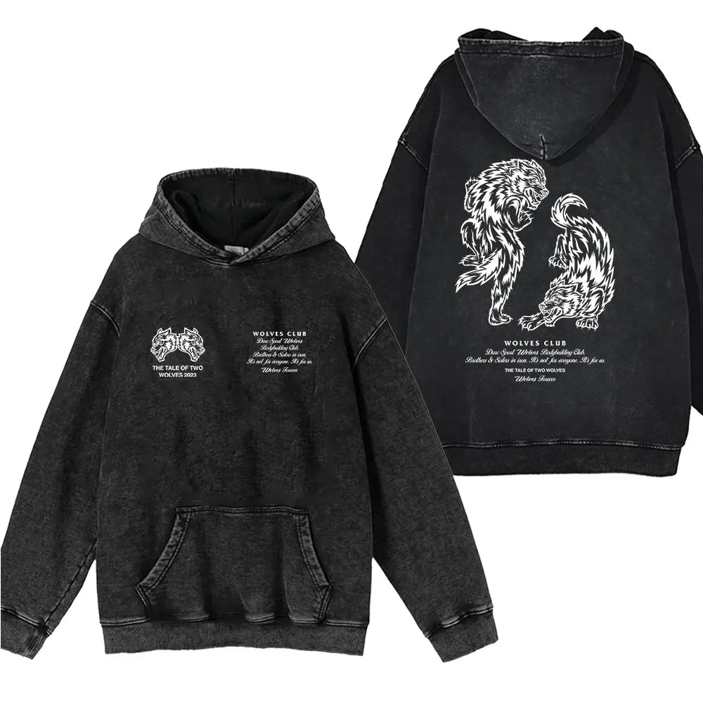Men's Vintage Washed Printed Hoodie