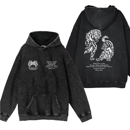 Men's Vintage Washed Printed Hoodie