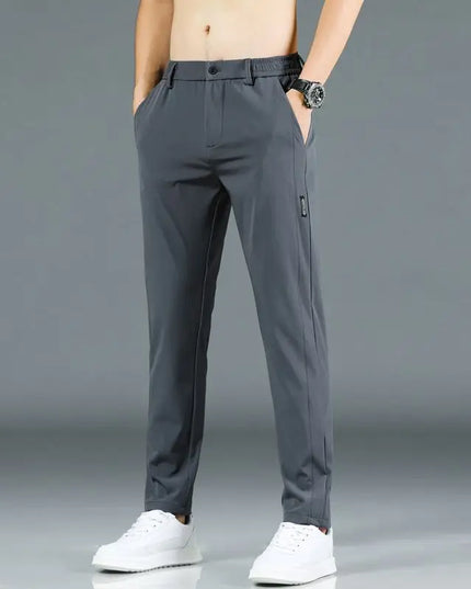 Men’s Lightweight Ice-Silk Straight-Leg Trousers