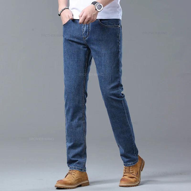 Men's Slim Fit Casual Jeans with Stretch Fabric