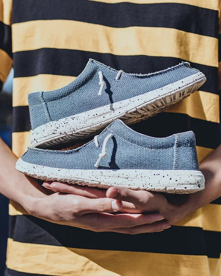 Men's Canvas Denim-Style Sneakers - Breathable Vulcanized Casual Shoes for Men