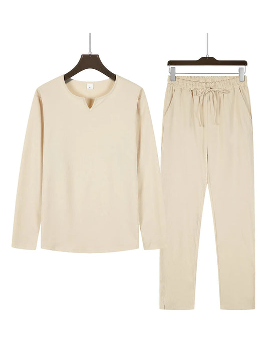 Men's 2-Piece V-Neck Sweater and Drawstring Pants Set