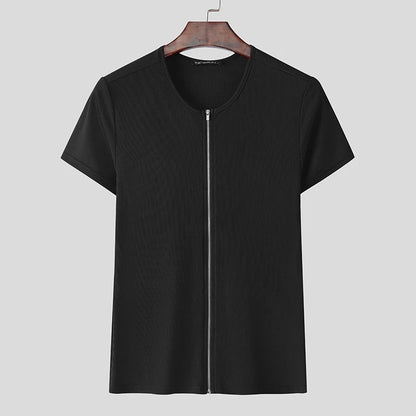 Incerun Men's Zipper Design Compression Sweater – Stylish and Comfortable Athletic Wear