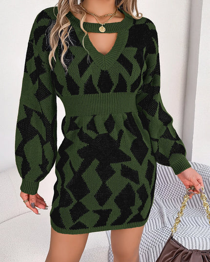 Women's Lantern Sleeve Knitted Dress