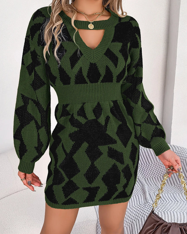 Women's Lantern Sleeve Knitted Dress