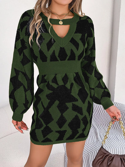 Women's Lantern Sleeve Knitted Dress