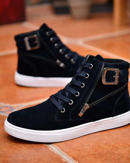 Men's Breathable High Top Casual Sneakers with Side Zipper