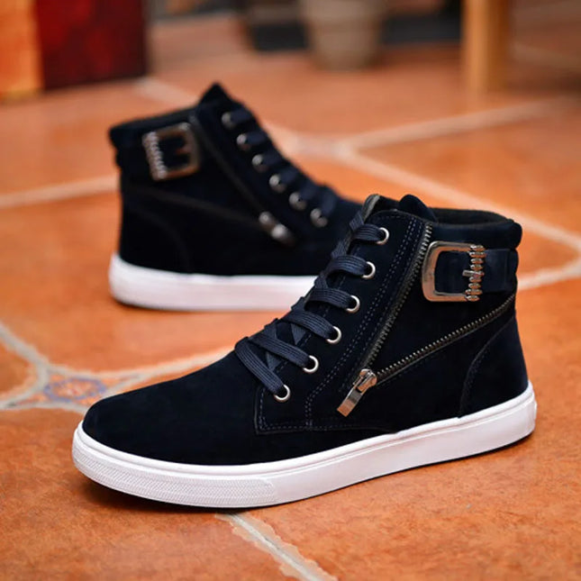 Men's Breathable High Top Casual Sneakers with Side Zipper
