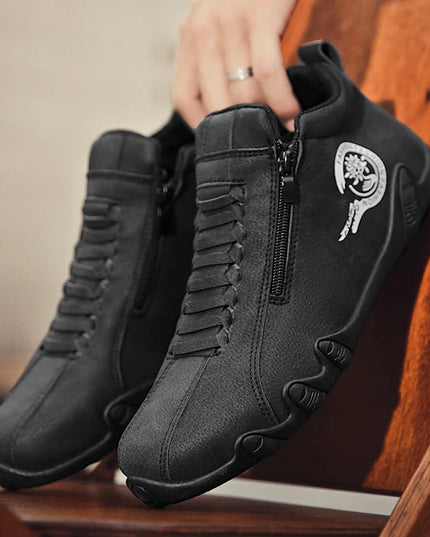 Men's Casual Flat Bottom Sneakers with Side Zipper – Stylish & Comfortable Men's Sneakers