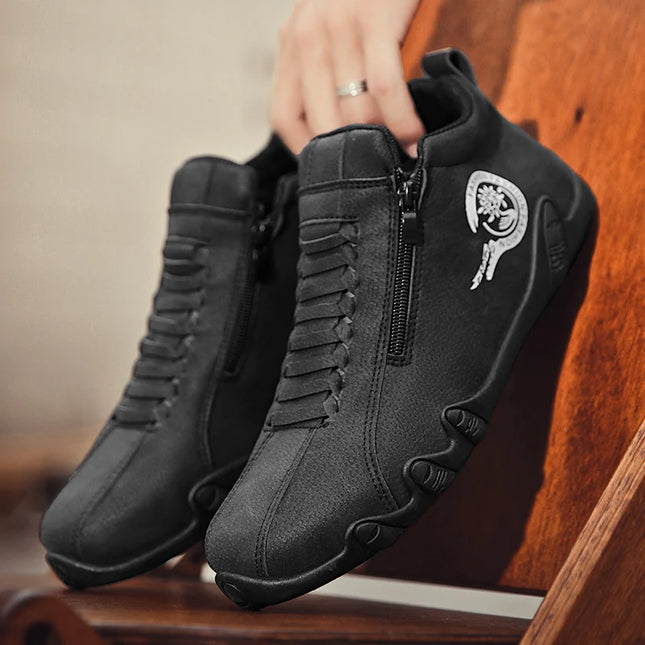 Men's Casual Flat Bottom Sneakers with Side Zipper – Stylish & Comfortable Men's Sneakers