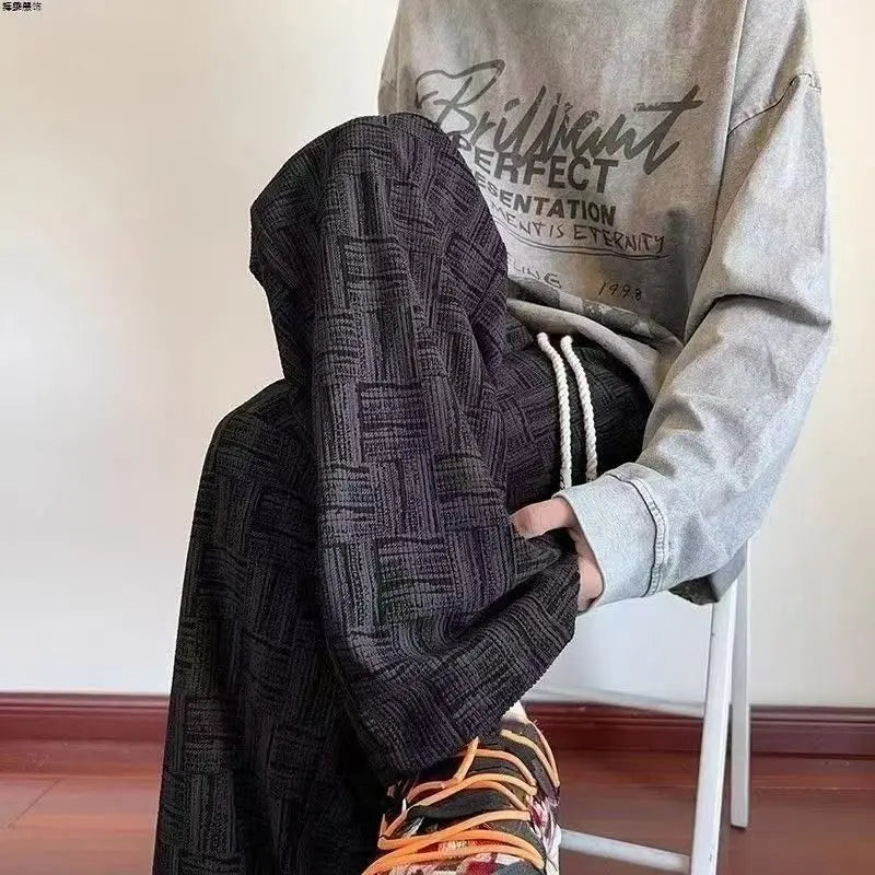 Men's Straight Fit Chino Corduroy Pants – Loose Wide-Legged Casual Trousers for Men