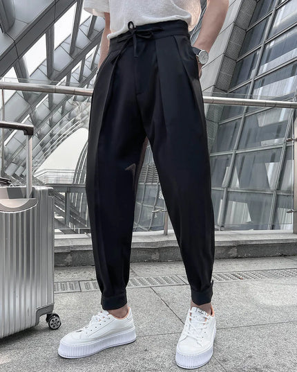 Men's Loose Fit Drape Pants with Elastic Waistband - Various Colors