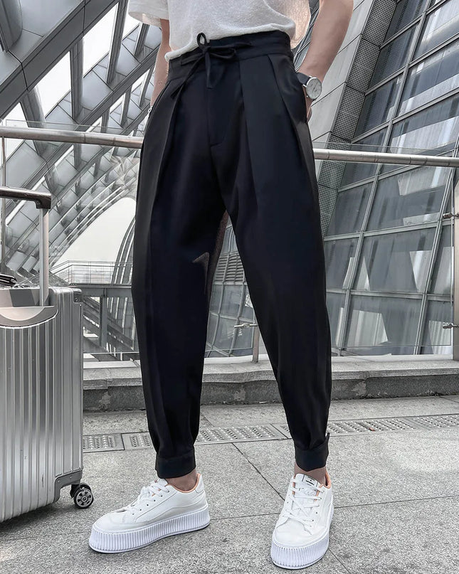 Men's Loose Fit Drape Pants with Elastic Waistband - Various Colors