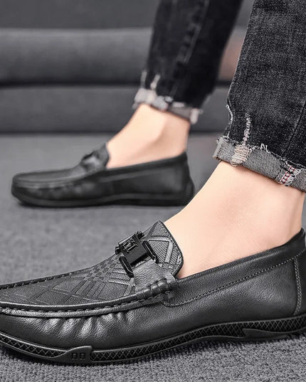 Men's Casual Faux Leather Shoes - Breathable Slip-On Design