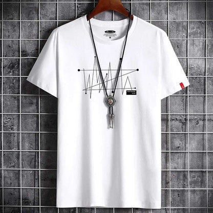 Men's Patterned T-Shirt - Loose Fit, 100% Cotton