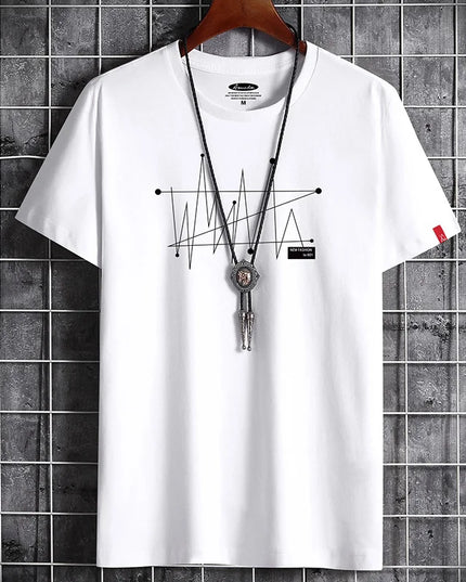 Men's Patterned T-Shirt - Loose Fit, 100% Cotton