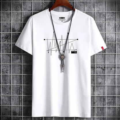 Men's Patterned T-Shirt - Loose Fit, 100% Cotton