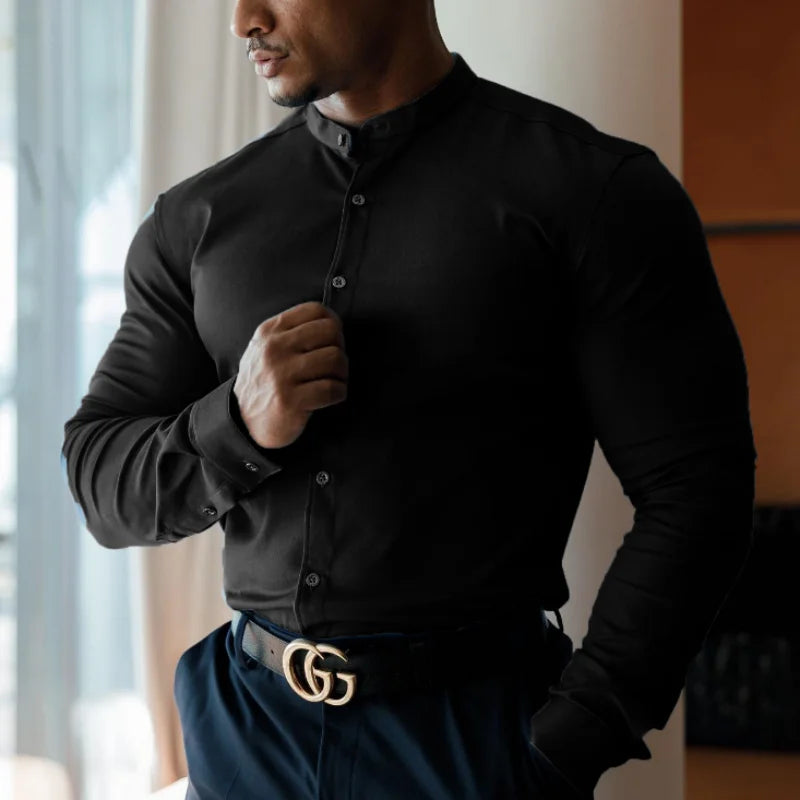 Men's Muscle Shirt with Stand Neck