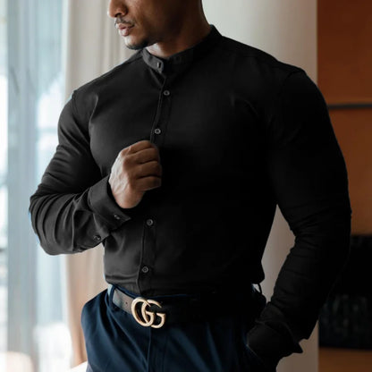 Men's Muscle Shirt with Stand Neck