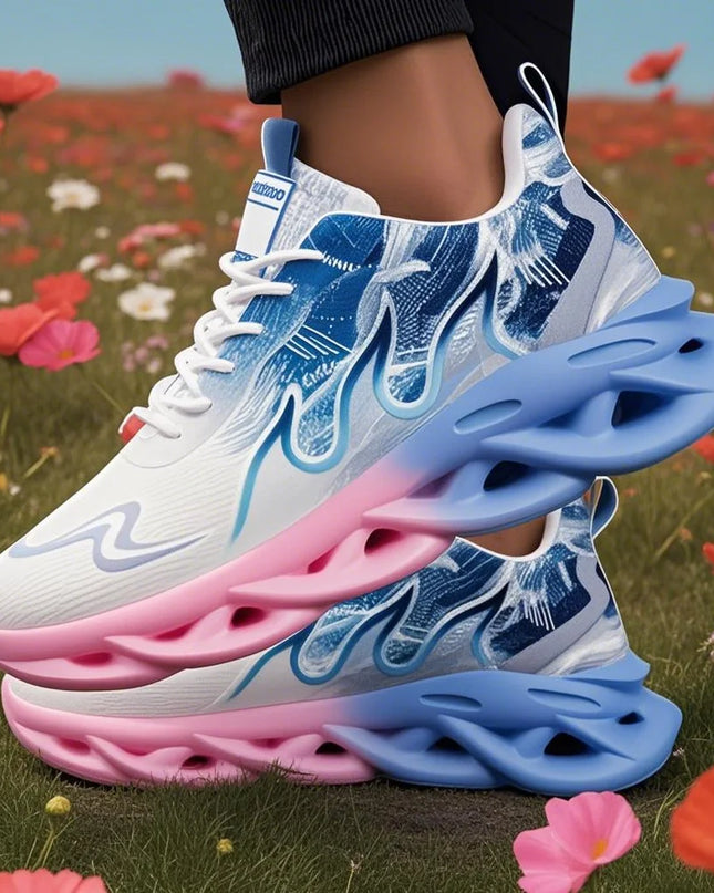 Unisex Lightweight Mesh Running Sneakers - Breathable, Comfortable, Flat Lace-Up Athletic Shoes