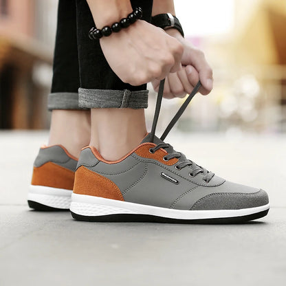 Men's Faux Leather Sneakers – Non-Slip Casual Shoes