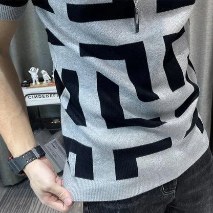 Men's Luxurious Knitted Short Sleeve T-Shirt - Slim Fit - Various Colors