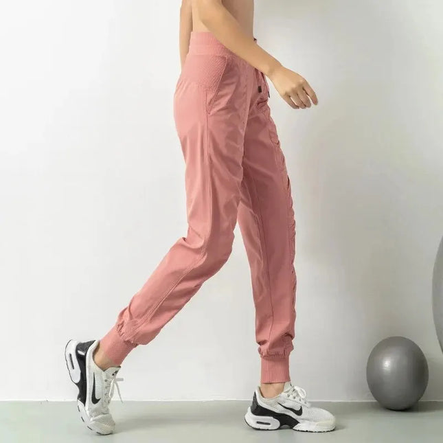 Women's Drawstring Joggers - Quick Dry Athletic Pants with Side Pockets