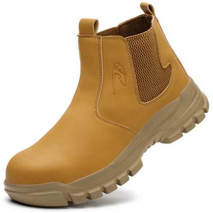 Waterproof Safety Work Shoes for Men - Steel Toe Leather Work Boots with Slip-Resistant Sole