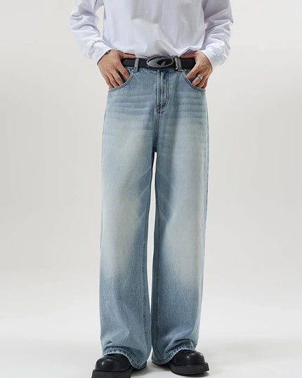 Men's Retro Washed Wide Leg Denim Jeans