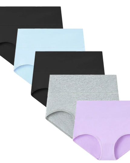 Set of 5 Women's High Waist Cotton Breathable Panties