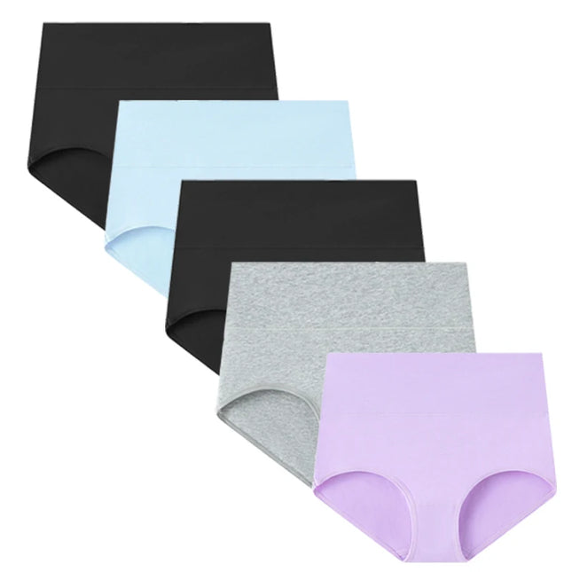 Set of 5 Women's High Waist Cotton Breathable Panties