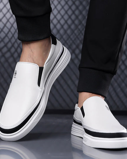 Men’s Leather Slip-On Loafers — Comfortable Flat Shoes
